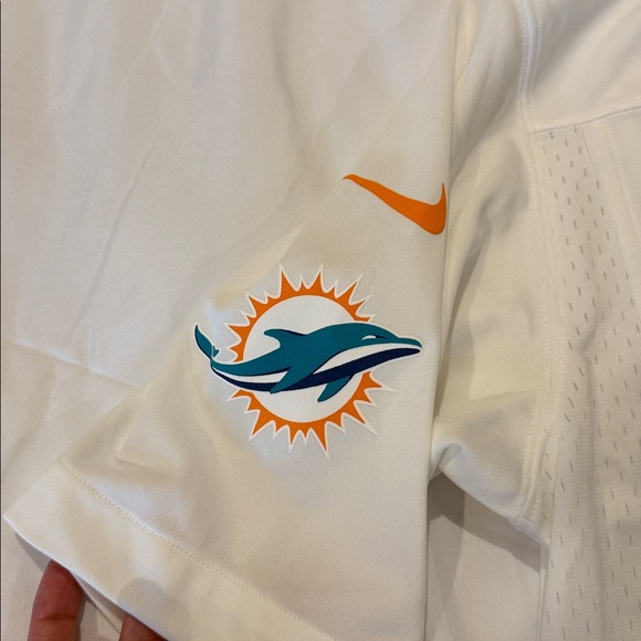 Nike White and Teal Dolphins Jersey with Orange Accents - Picture 7 of 8
